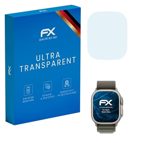 atFoliX Schutzfolie kompatibel mit Apple Watch Ultra Folie, ultraklare FX Displayschutzfolie (3X) von atFoliX