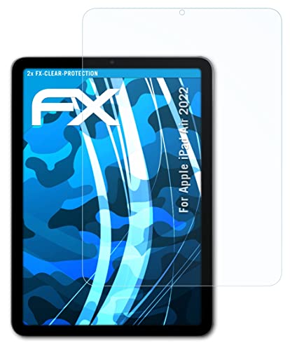atFoliX Schutzfolie kompatibel mit Apple iPad Air 2022 Folie, ultraklare FX Displayschutzfolie (2X) von atFoliX