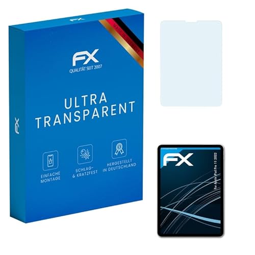 atFoliX Schutzfolie kompatibel mit Apple iPad Pro 11 2022 Folie, ultraklare FX Displayschutzfolie (2X) von atFoliX