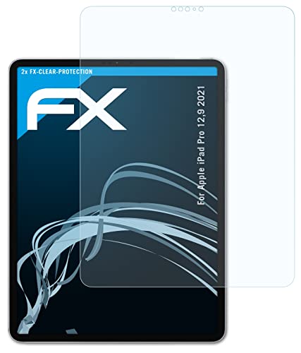 atFoliX Schutzfolie kompatibel mit Apple iPad Pro 12,9 2021 Folie, ultraklare FX Displayschutzfolie (2X) von atFoliX