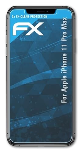 atFoliX Schutzfolie kompatibel mit Apple iPhone 11 Pro Max Folie, ultraklare FX Displayschutzfolie (3X) von atFoliX