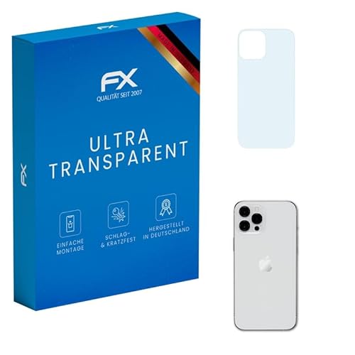 atFoliX Schutzfolie kompatibel mit Apple iPhone 12 Pro Max Backcover Folie, ultraklare FX Displayschutzfolie (3X) von atFoliX