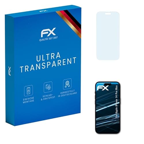 atFoliX Schutzfolie kompatibel mit Apple iPhone 14 Pro Max Folie, ultraklare FX Displayschutzfolie (3X) von atFoliX