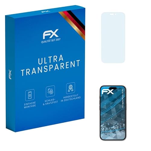 atFoliX Schutzfolie kompatibel mit Apple iPhone 15 Pro Folie, ultraklare FX Displayschutzfolie (3X) von atFoliX