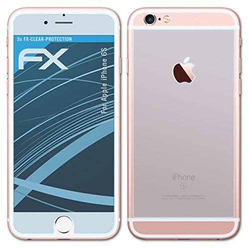 atFoliX Schutzfolie kompatibel mit Apple iPhone 6S Folie, ultraklare FX Displayschutzfolie (3er Set) von atFoliX