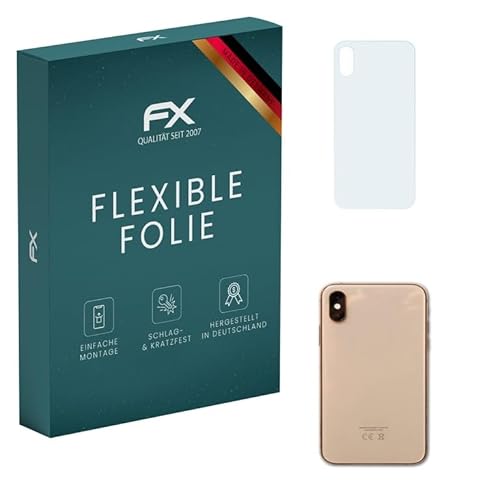 atFoliX Schutzfolie kompatibel mit Apple iPhone XS Back cover Folie, ultraklare und flexible FX Displayschutzfolie (3X) von atFoliX