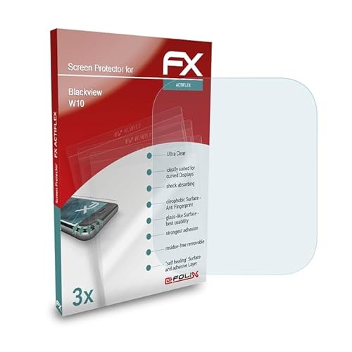 atFoliX Schutzfolie kompatibel mit Blackview W10 Folie, ultraklare und flexible FX Displayschutzfolie (3X) von atFoliX