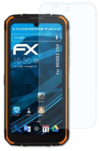 atFoliX Schutzfolie kompatibel mit Doogee S59 Folie, ultraklare FX Displayschutzfolie (3X) von atFoliX