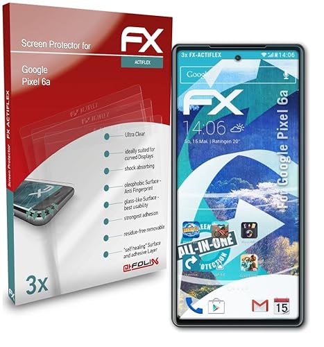 atFoliX Schutzfolie kompatibel mit Google Pixel 6a Folie, ultraklare und flexible FX Displayschutzfolie (3X) von atFoliX