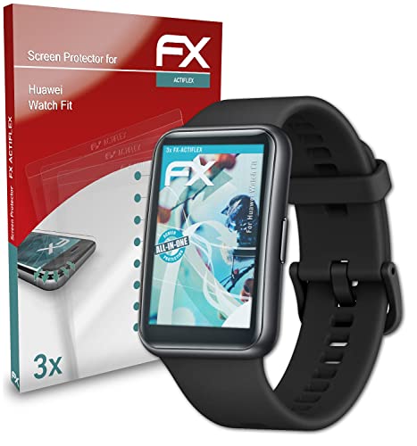 atFoliX Schutzfolie kompatibel mit Huawei Watch Fit Folie, ultraklare und flexible FX Displayschutzfolie (3X) von atFoliX