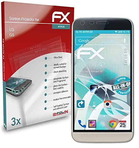 atFoliX Schutzfolie kompatibel mit LG G5 Folie, ultraklare und flexible FX Displayschutzfolie (3X) von atFoliX