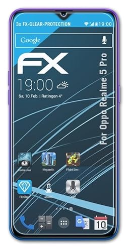 atFoliX Schutzfolie kompatibel mit Oppo Realme 5 Pro Folie, ultraklare FX Displayschutzfolie (3X) von atFoliX