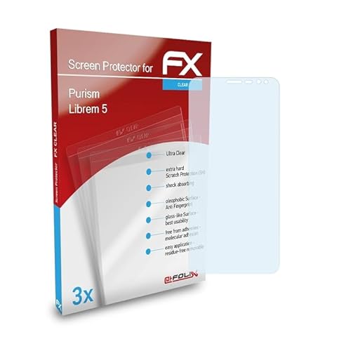 atFoliX Schutzfolie kompatibel mit Purism Librem 5 Folie, ultraklare FX Displayschutzfolie (3X) von atFoliX