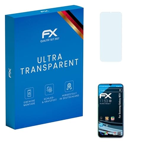 atFoliX Schutzfolie kompatibel mit Samsung Galaxy M31 Folie, ultraklare FX Displayschutzfolie (3X) von atFoliX