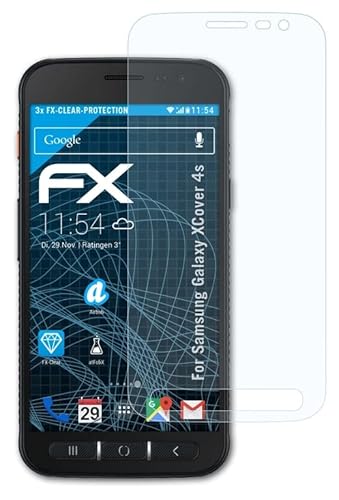 atFoliX Schutzfolie kompatibel mit Samsung Galaxy XCover 4s Folie, ultraklare FX Displayschutzfolie (3X) von atFoliX