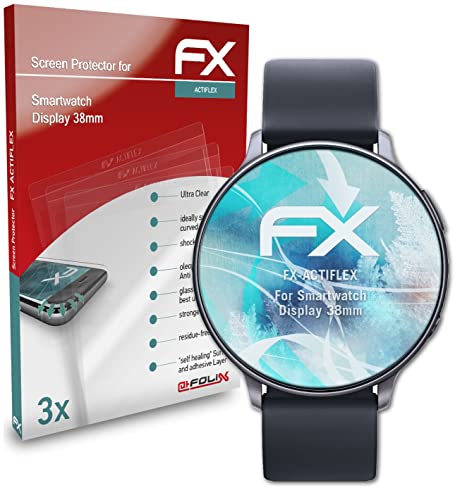 atFoliX Schutzfolie kompatibel mit Smartwatch Display 38mm Folie, ultraklare und flexible FX Displayschutzfolie (3X) von atFoliX