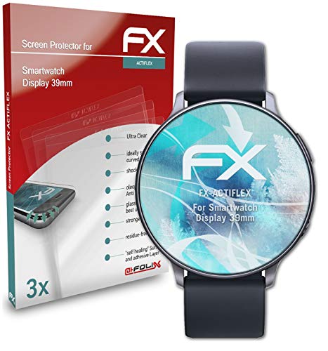 atFoliX Schutzfolie kompatibel mit Smartwatch Display 39mm Folie, ultraklare und flexible FX Displayschutzfolie (3X) von atFoliX