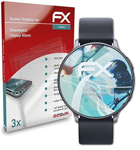 atFoliX Schutzfolie kompatibel mit Smartwatch Display 40mm Folie, ultraklare und flexible FX Displayschutzfolie (3X) von atFoliX