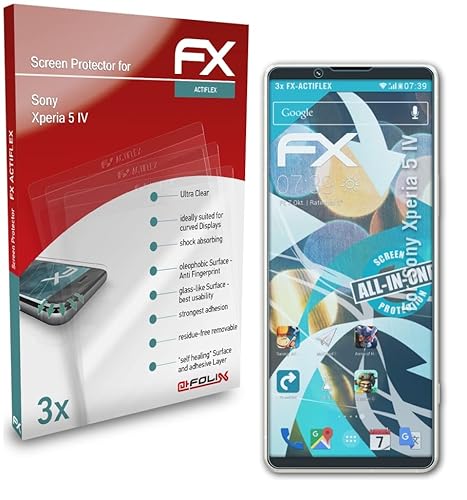 atFoliX Schutzfolie kompatibel mit Sony Xperia 5 IV Folie, ultraklare und flexible FX Displayschutzfolie (3X) von atFoliX