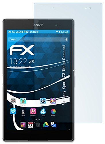 atFoliX Schutzfolie kompatibel mit Sony Xperia Z3 Tablet Compact Folie, ultraklare FX Displayschutzfolie (2X) von atFoliX