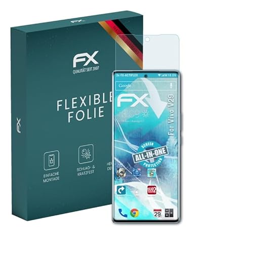 atFoliX Schutzfolie kompatibel mit Vivo V29 Folie, ultraklare und flexible FX Displayschutzfolie (3X) von atFoliX