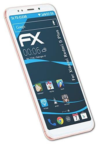 atFoliX Schutzfolie kompatibel mit Xiaomi Redmi 5 Plus Folie, ultraklare FX Displayschutzfolie (3X) von atFoliX