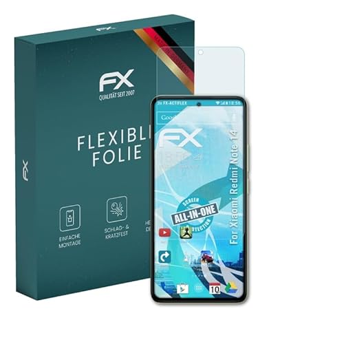 atFoliX Schutzfolie kompatibel mit Xiaomi Redmi Note 14 Folie, ultraklare und flexible FX Displayschutzfolie (3X) von atFoliX