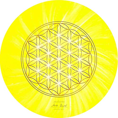 atalantes spirit Blume des Lebens Mauspad - Gelb 19cm, rund - Energieuntersetzer Solarplexus - MousePad Lebensblume von atalantes spirit