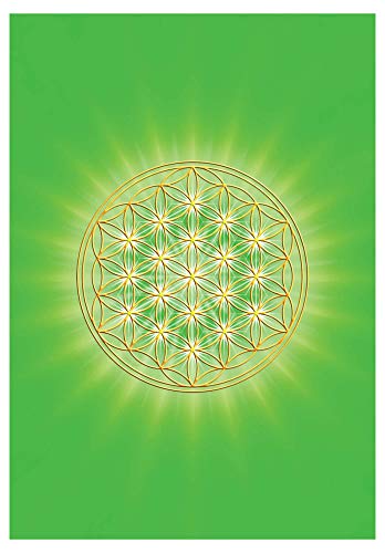 atalantes spirit Blume des Lebens Postkarte 1 Stück - Herzchakra, grün - Größe >A6 12 x 17,5cm - Chakrenkarte von atalantes spirit