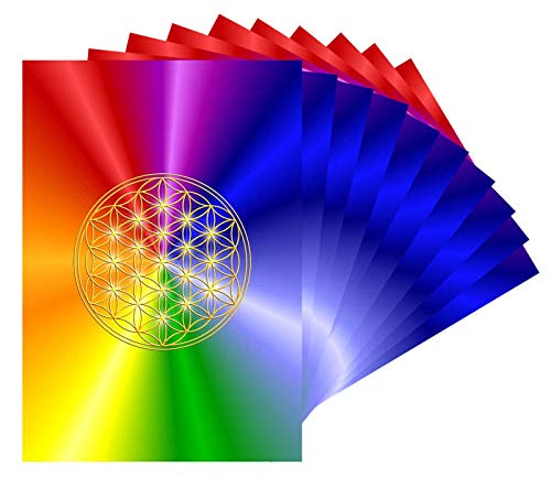 atalantes spirit Blume des Lebens Postkarte - Set 10 Stück - Energiebild Rainbow, regenbogenfarben - Größe 12 x 17,5cm - Lebensblume Karte blanko >A6 von atalantes spirit