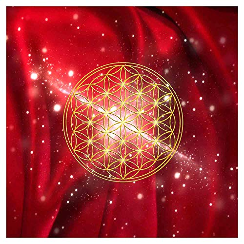 atalantes spirit Blume des Lebens Postkarte Set 10 Stück Red Explosion glänzend - Größe 14,8 x 14,8cm quadratisch – Lebensblume rot Blanko Grußkarte von atalantes spirit