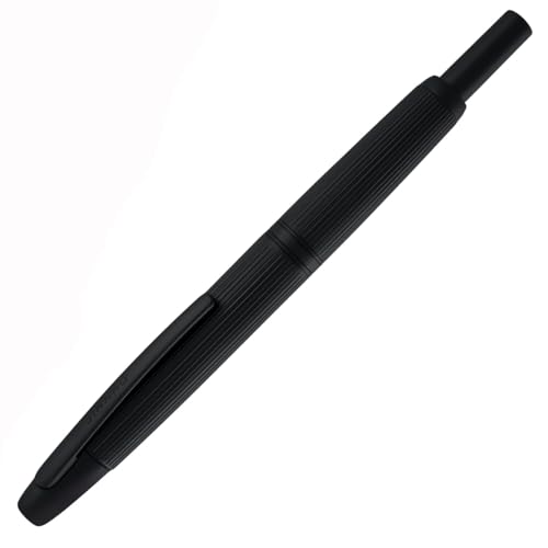 JinHao 10 Press Füllfederhalter mit Box, einziehbare extra feine Feder, Metall, gebürstet, mattschwarz, Tintenstift mit Tintenkonverter-Set zum Schreiben von atokiss