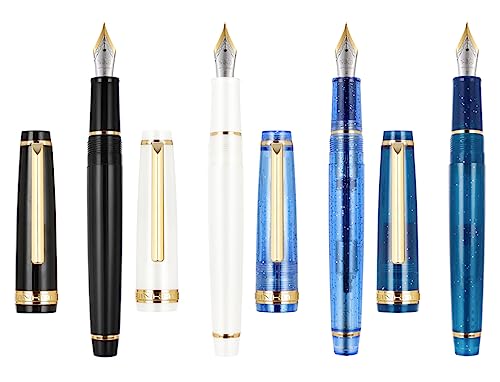 Jinhao 82 Füllfederhalter aus Kunstharz, feine Spitze, Goldverzierung, mit Konverter-Schreibstift-Set, 4 Stück von atokiss