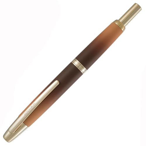 Jinhao Füllfederhalter ohne Kappe, 10 Stück, Karamellkaffee, einziehbar, feine Spitze, Tintenschreiber mit Konverter-Schreibset von atokiss