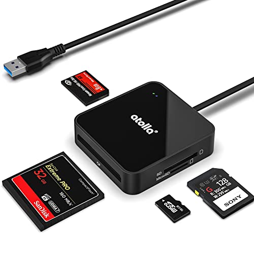 Atolla SD-Kartenleser, 4-in-1 USB 3.0 auf SD CF MS Micro-SD-Kartenadapter 5 Gbit/s Schnellkamera-Speicherkartenleser für CF/TF/SDHC/SDXC/Micro SDXC/Micro SDHC/MMC von atolla