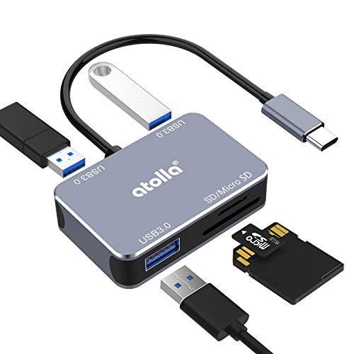 SD Kartenleser, atolla 5 in 1 Typ C Hub mit Speicherkartenleser für SD/SDXC/SDHC/MMC, Thunderbolt 3 Multiport Adapter kompatibel mit MacBook von atolla