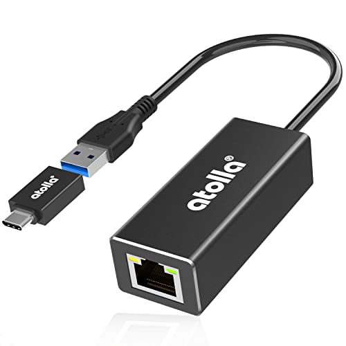 USB LAN Adapter, atolla Aluminium USB Gigabit Ethernet Adapter, 1000Mbps USB Netzwerkadapter kompatibel mit MacBook, Chromebook, Galaxy-Tablet und Typ A als auch für Typ c-fähigen Geräte usw von atolla