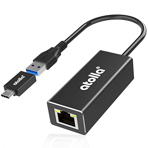 atolla USB Ethernet Adapter, USB C Ethernet Kabel RJ45 1000 Mbps aus Aluminium, kompatibel mit Macbook, Windows, Mac Pro, Laptop, PC und andere von atolla