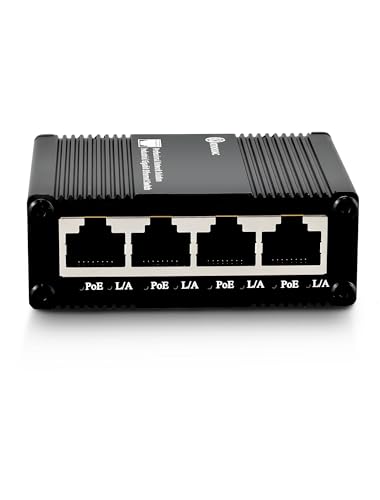 Atroodac Mini 5 Port Gigabit PoE Switch mit 4 PoE+ Ports & 1 Uplink, Unmanaged Netzwerkswitch Passthrough PoE Extender, Verbesserter Schutz, Robustes Metallgehäuse, Lüfterlos, Desktop-Design Atroodac Mini 5 Port Gigabit PoE Switch mit 4 PoE+ Ports & 1 Uplink, Unmanaged Netzwerkswitch Passthrough PoE Extender, Verbesserter Schutz, Robustes Metallgehäuse, Lüfterlos, Desktop-Design von atroodac