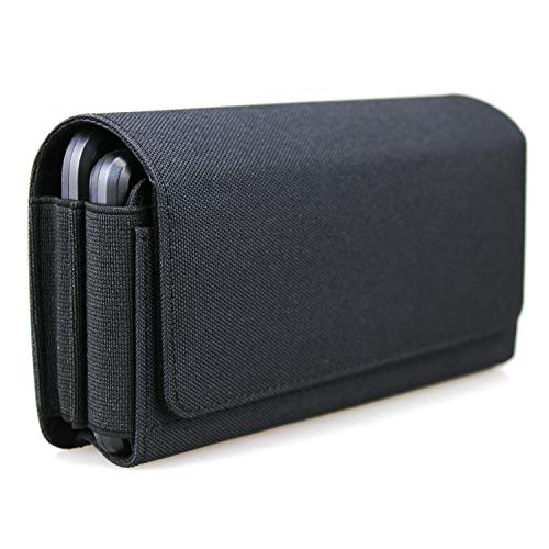 aubaddy Gürteltasche für Zwei Handys, Querformat, Nylon Double Decker Gürtelclip für iPhone 11 Pro Max/Xs Max/8 Plus, Samusng Note 8/9/10 Plus, Galaxy S9 Plus/S10 Plus mit Ultra dünnem Case von aubaddy