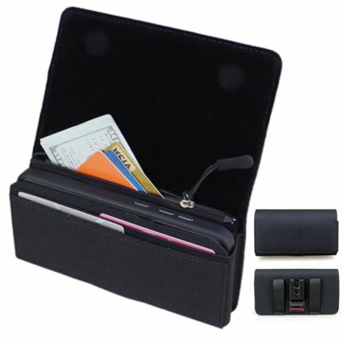 aubaddy Nylon Gürteltasche Holster für Samsung Note10+ Plus 5G, Note 9, 10 Plus, Galaxy S20 Ultra S20+ S10 Verdeckte Reißverschlusstasche, starker Magnetverschluss (passt dünn) von aubaddy