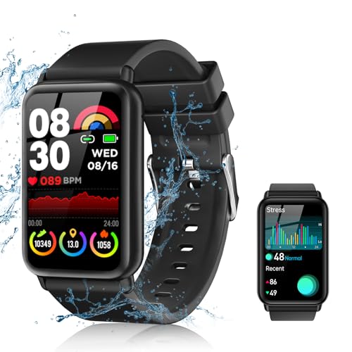 Smartwatch für Herren/Damen, Sprachassistent Smartwatch mit Klettern/Laufen/Reiten usw. Musikuhr geeignet für iPhone/Android/Sumsung/Huawei/Xiaomi, Schwarz von auczh
