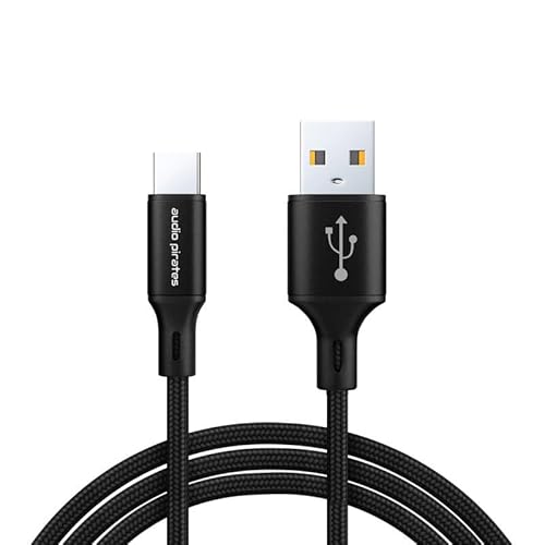 audio pirates USB-A>USB-C Kabel [1,0 METER] 2.0,QC3.0,480M/3A/15W,Nylon,kompatibel:HTC 10,Huawei P60,iPhone16,15,15 Pro,15 ProMax,LG V20,G5,G6,Samsung Galaxy S10,S24,S2 (1, Schwarz/Schwarz, 1,0 Meter) von audio pirates