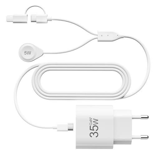 2024 3in1 Multi USB-C Schnell-Ladekabel(1.5M) für Apple Watch iPhone, 35W GaN Schnell-Ladegerät für Apple Watch Ultra/9/8/7(5W)+iPhone 16/15/14(27W)+Galaxy S24/S23(35W)+iPads[Reise Essentials] von augley