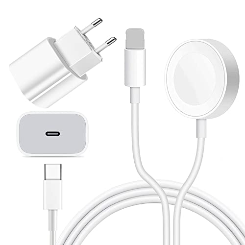 [Neu Upgrade] 2in1 Schnell-Ladekabel für Apple Watch und iPhone, augley 5.0ft iWatch Ladegerät mit 20W USB C Adapter für iWatch Serie SE/8/7/6/5/4/3 & iPhone, Travel Essentials von augley