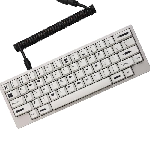 auguri PBT-Tastenkappen, Schwarz auf Weiß, Tastatur-Tastenkappen-Set für MX-Switches, Cherry Profile Dye Sub, 60%, 65%, 75%, 108% Tastaturen von auguri