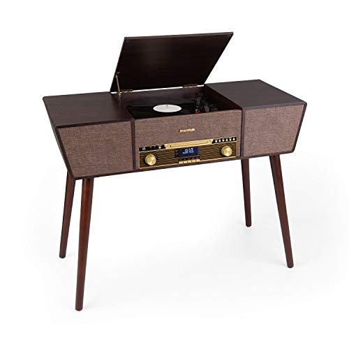 AUNA Belle Epoque 1912 Retro Plattenspieler, Schallplattenspieler mit DAB+/UKW-Radio, Bluetooth Vinyl Player, 33, 45 und 78 U/min, CD, USB, LED-Display, 2 Lautsprecher, Fernbedienung, braun AUNA Belle Epoque 1912 Retro Plattenspieler, Schallplattenspieler mit DAB+/UKW-Radio, Bluetooth Vinyl Player, 33, 45 und 78 U/min, CD, USB, LED-Display, 2 Lautsprecher, Fernbedienung, braun von auna