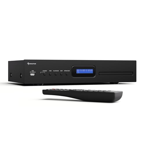 Auna HiFi Amplifier mit 2x60W Stereo-Leistung, Bluetooth, DAB+ Radio, CD/DVD-Player-Anschluss, Fernbedienung - Hochwertiger Verstärker für Plattenspieler & mehr von auna