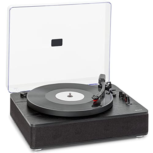 Auna Plattenspieler für Schallplatten, Plattenspieler mit Lautsprecher, Stereo Schallplattenspieler mit Bluetooth, Audio Record Player, Moderner Vinyl Player, Plattenspieler Retro-Design, Turntable von auna