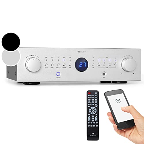 Auna HiFi Stereo Mini Verstärker Mit Bass & Treble Regler, 4 Kanal Audio-Verstärker, Lautsprecher Mit Fernbedienung & AUX Eingang, AV Receiver Auna HiFi Stereo Mini Verstärker Mit Bass & Treble Regler, 4 Kanal Audio-Verstärker, Lautsprecher Mit Fernbedienung & AUX Eingang, AV Receiver von auna